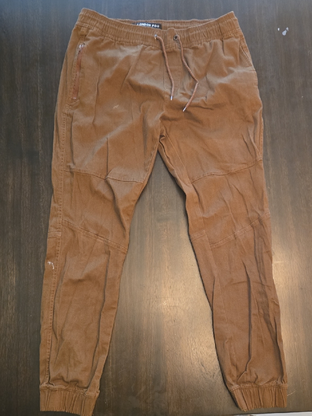 London Fog Brown Jogger Sweatpants with Drawstring Waist